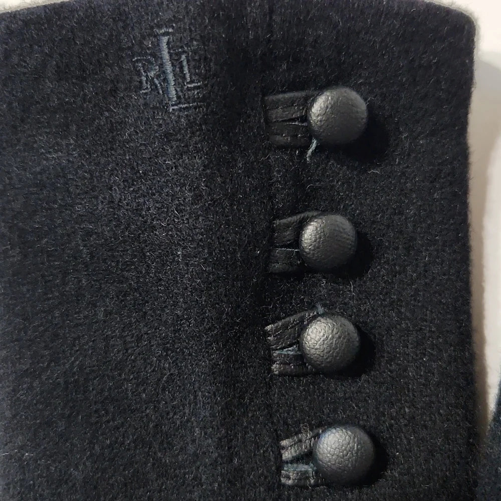 Lauren Ralph Lauren Wool & Cashmere Gloves with Button Detail Black Size Small